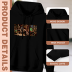 Garment and inset detail views for the women's A Gateway at Court hoodie, highlighting the hood, pocket opening and cuffs