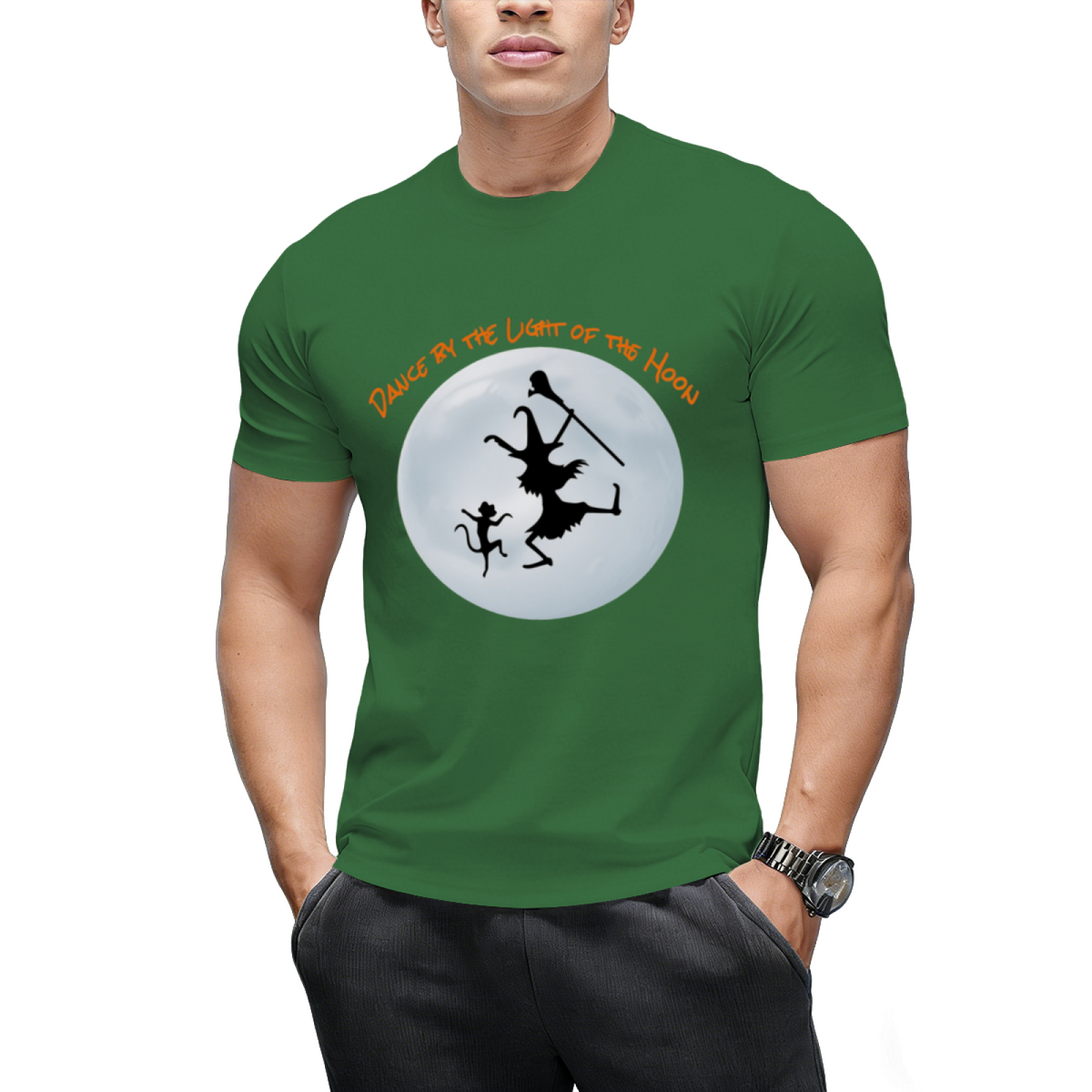 Moonlight Witch and Black Cat Graphic T-Shirt