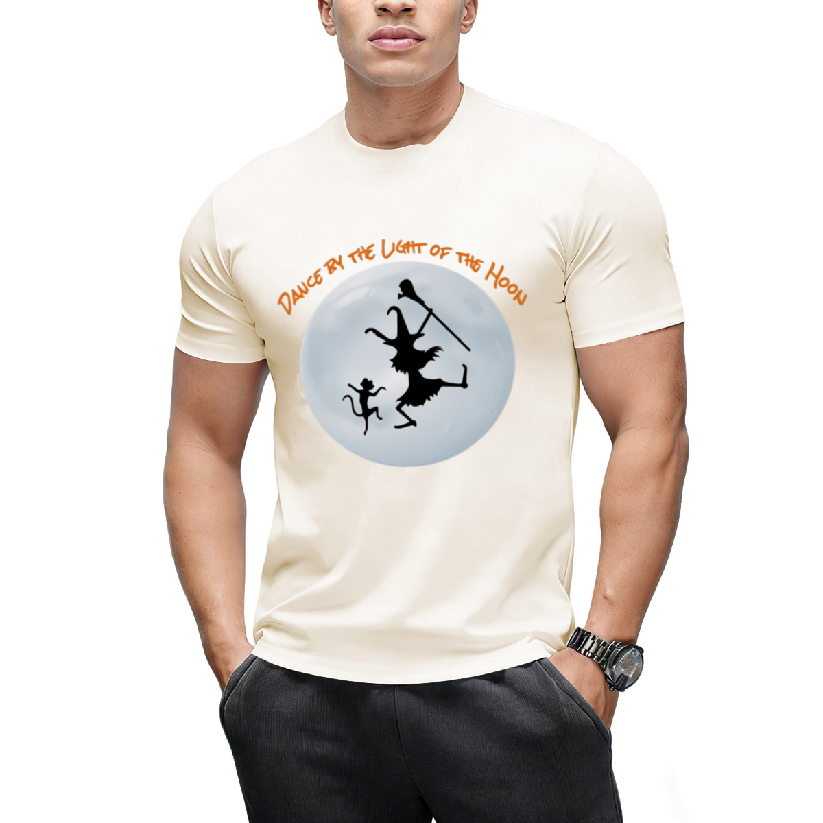 Moonlight Witch and Black Cat Graphic T-Shirt