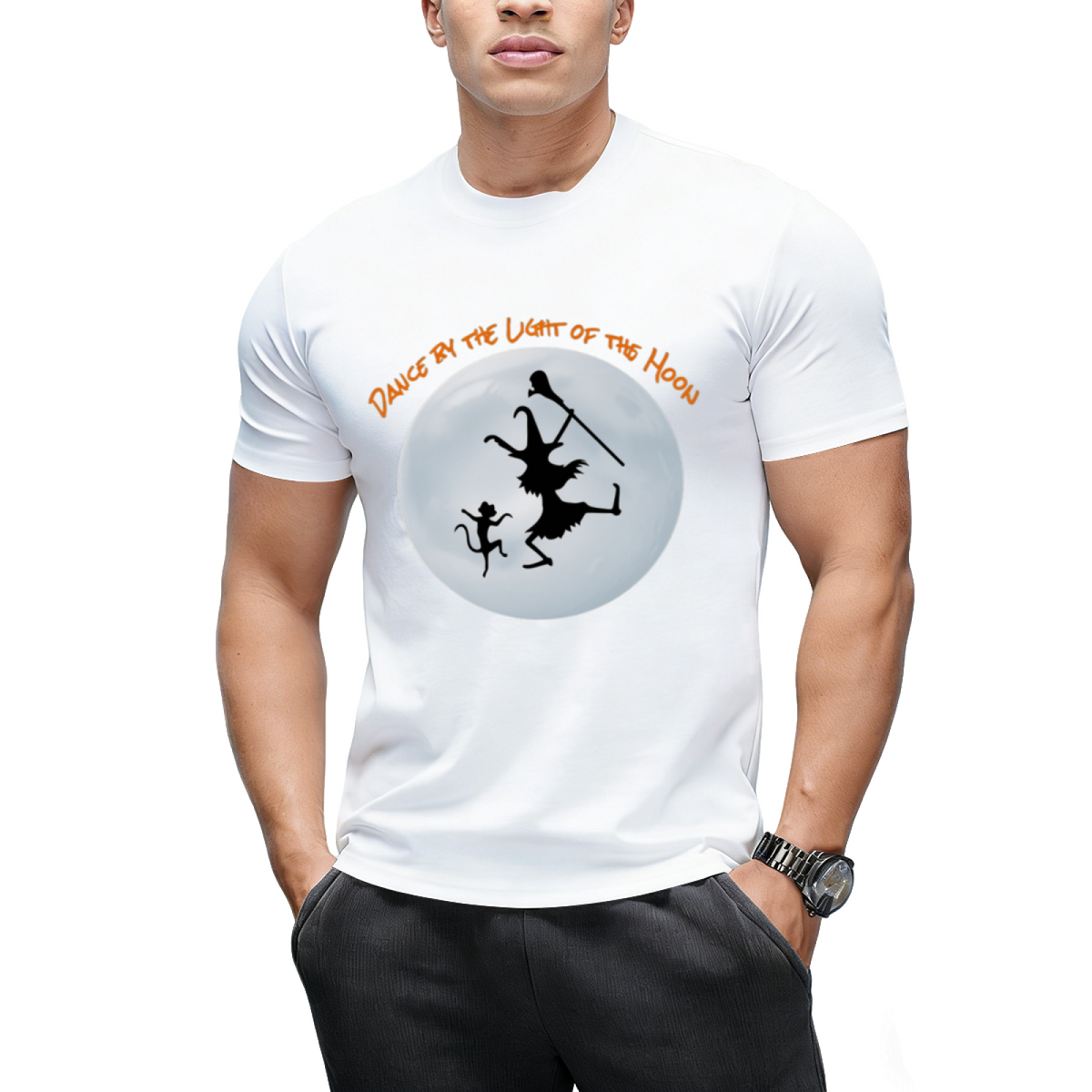 Moonlight Witch and Black Cat Graphic T-Shirt