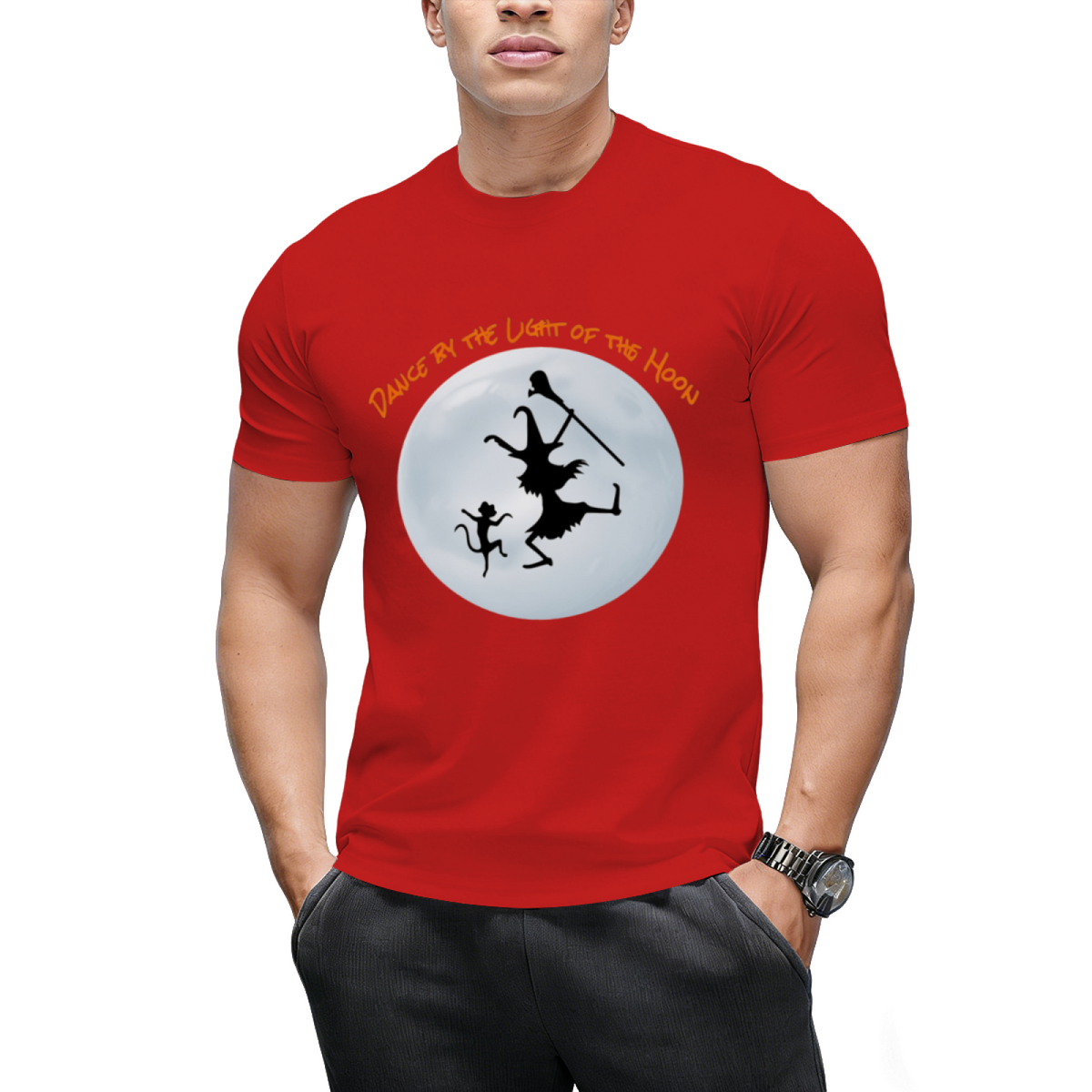 Moonlight Witch and Black Cat Graphic T-Shirt