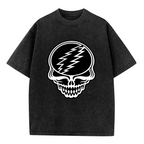 Grateful Dead Black and White Steal Your Face Skull washed graphic T-shirt, product image