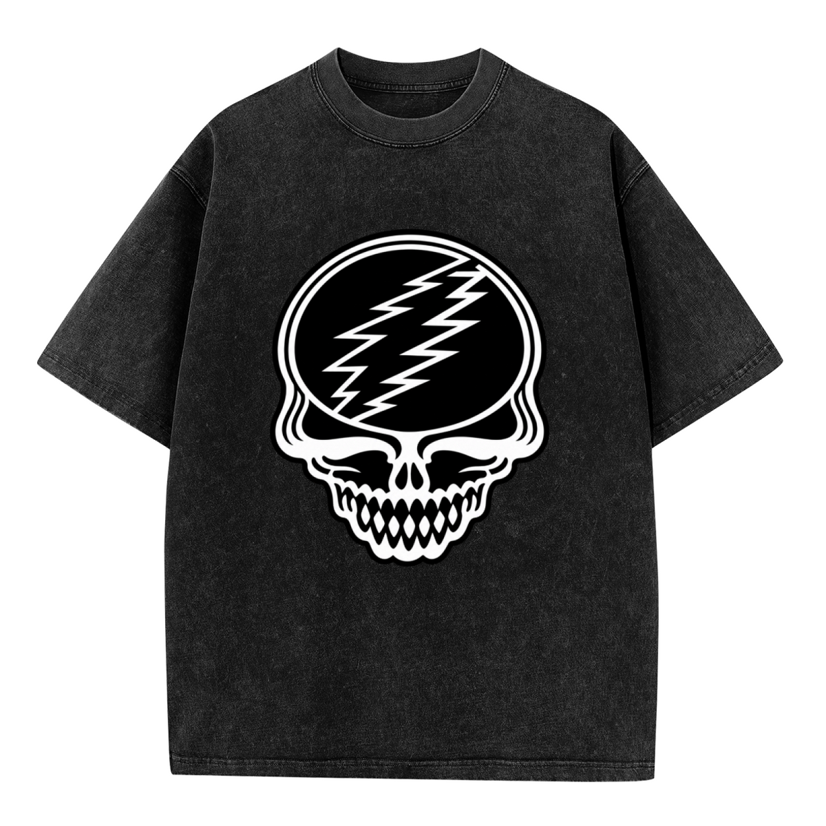 Grateful Dead Black and White Steal Your Face Skull washed graphic T-shirt, product image