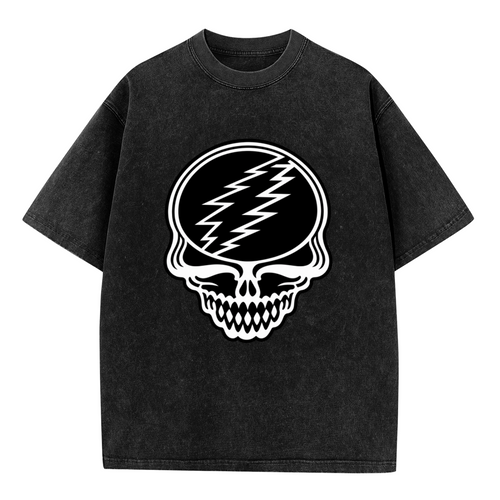 Grateful Dead Black and White Steal Your Face Skull washed graphic T-shirt, product image
