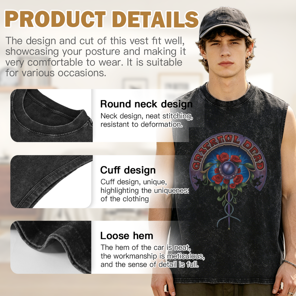 Grateful Dead washed graphic tank top with Sceptor Tie Dye graphic