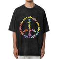 Front view of Grateful Dead Rainbow Dancing Bears Peace Sign washed graphic T-shirt