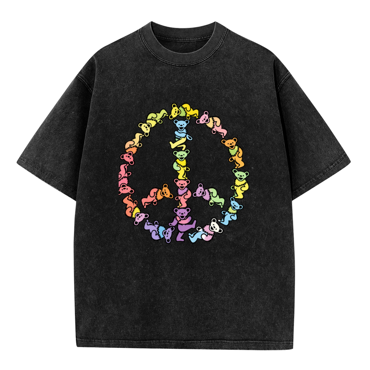 Grateful Dead Rainbow Dancing Bears Peace Sign washed graphic T-shirt, product image