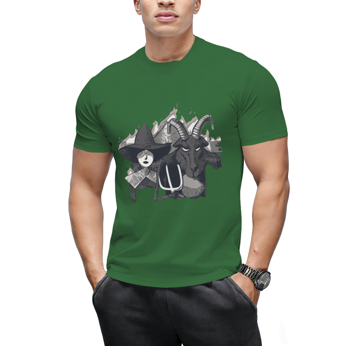 Witch and Demon American Gothic Graphic T-Shirt