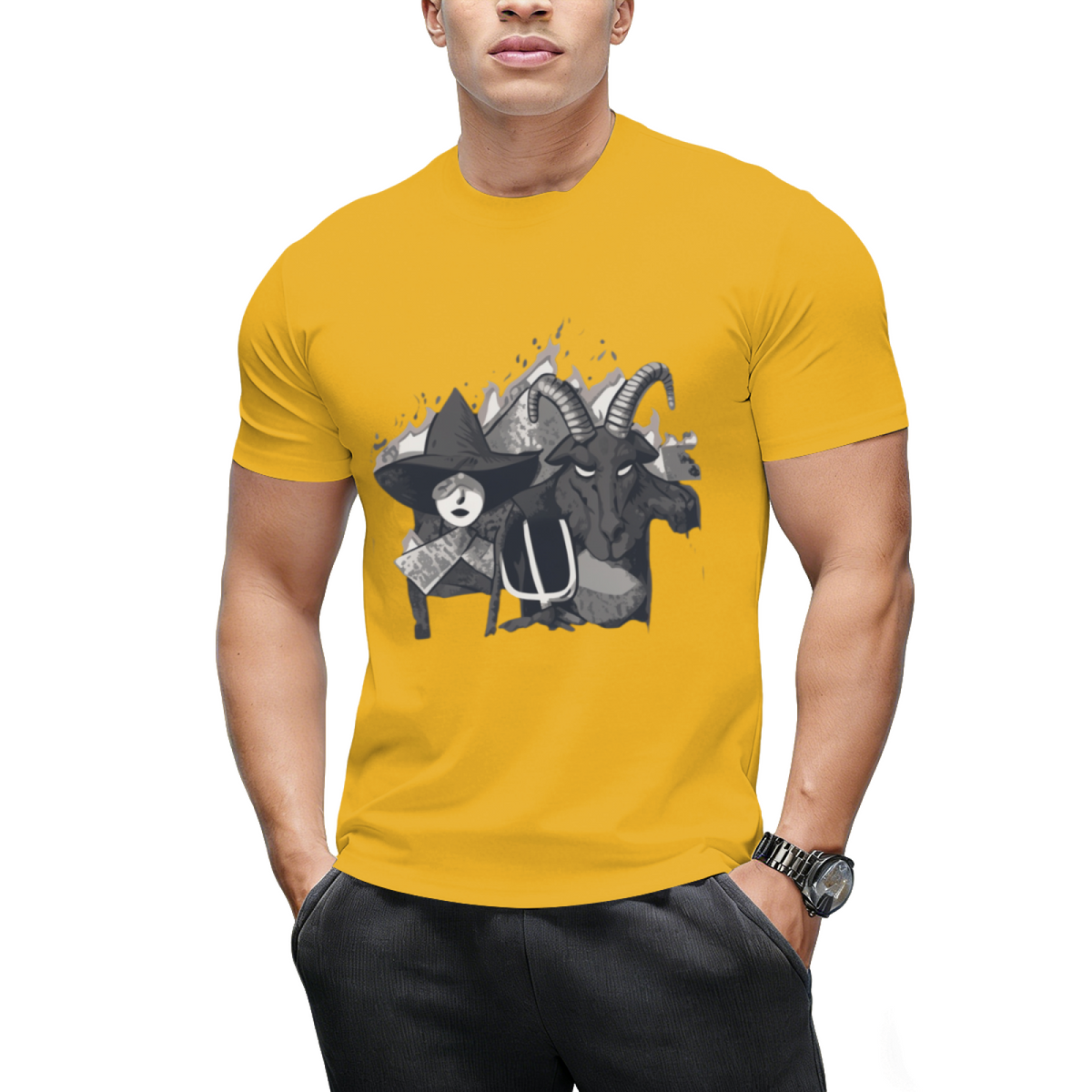 Witch and Demon American Gothic Graphic T-Shirt