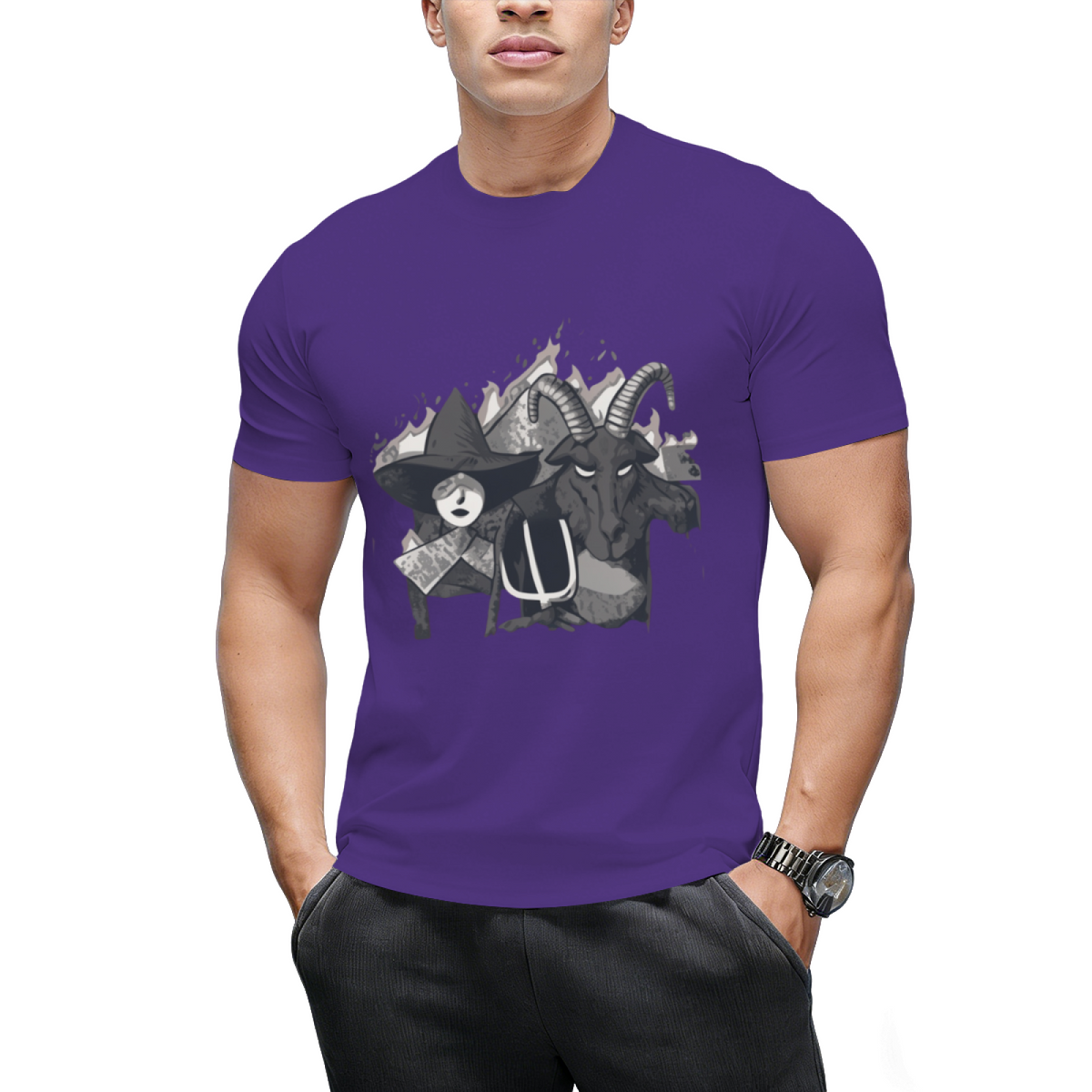 Witch and Demon American Gothic Graphic T-Shirt