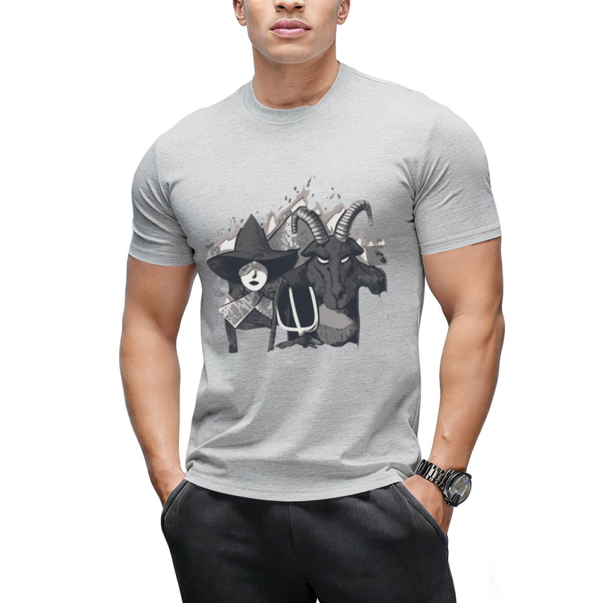 Witch and Demon American Gothic Graphic T-Shirt
