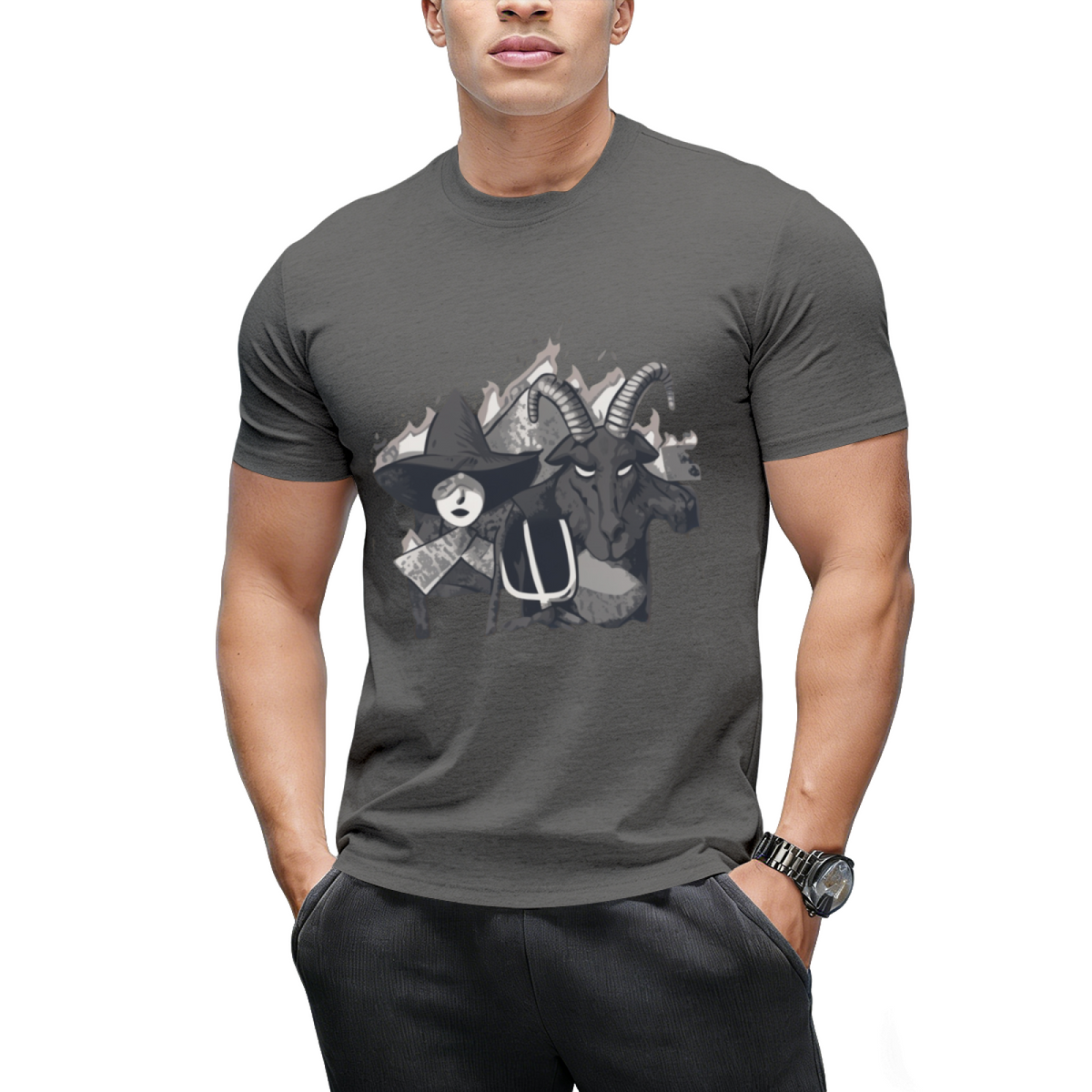 Witch and Demon American Gothic Graphic T-Shirt