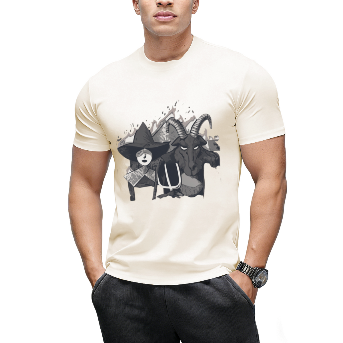 Witch and Demon American Gothic Graphic T-Shirt