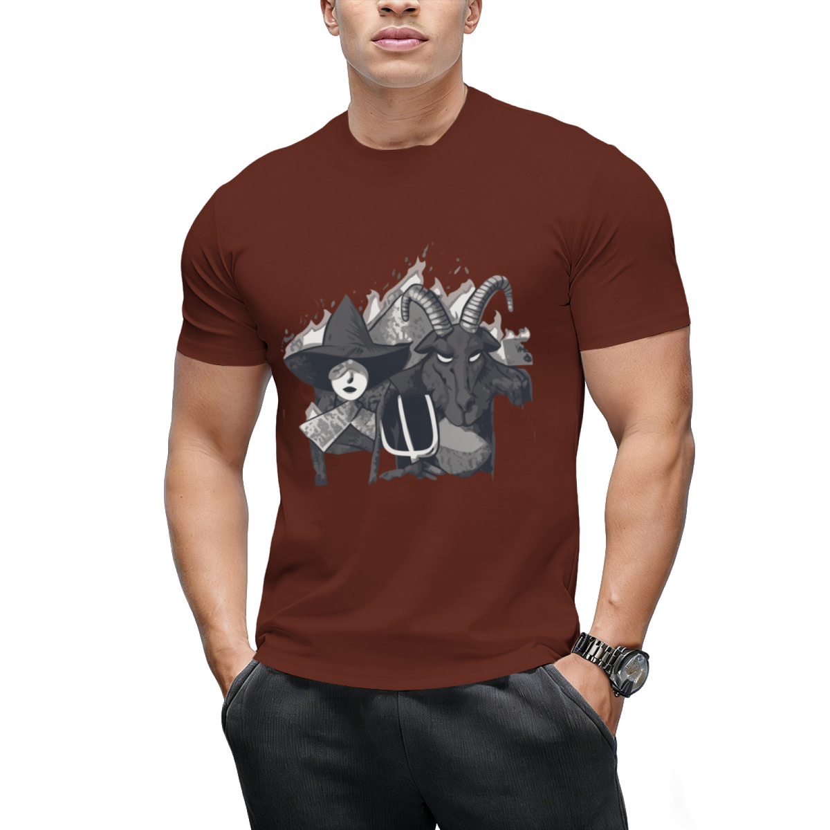 Witch and Demon American Gothic Graphic T-Shirt