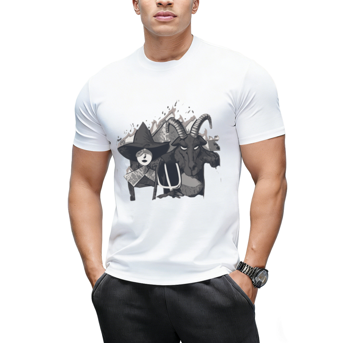 Witch and Demon American Gothic Graphic T-Shirt
