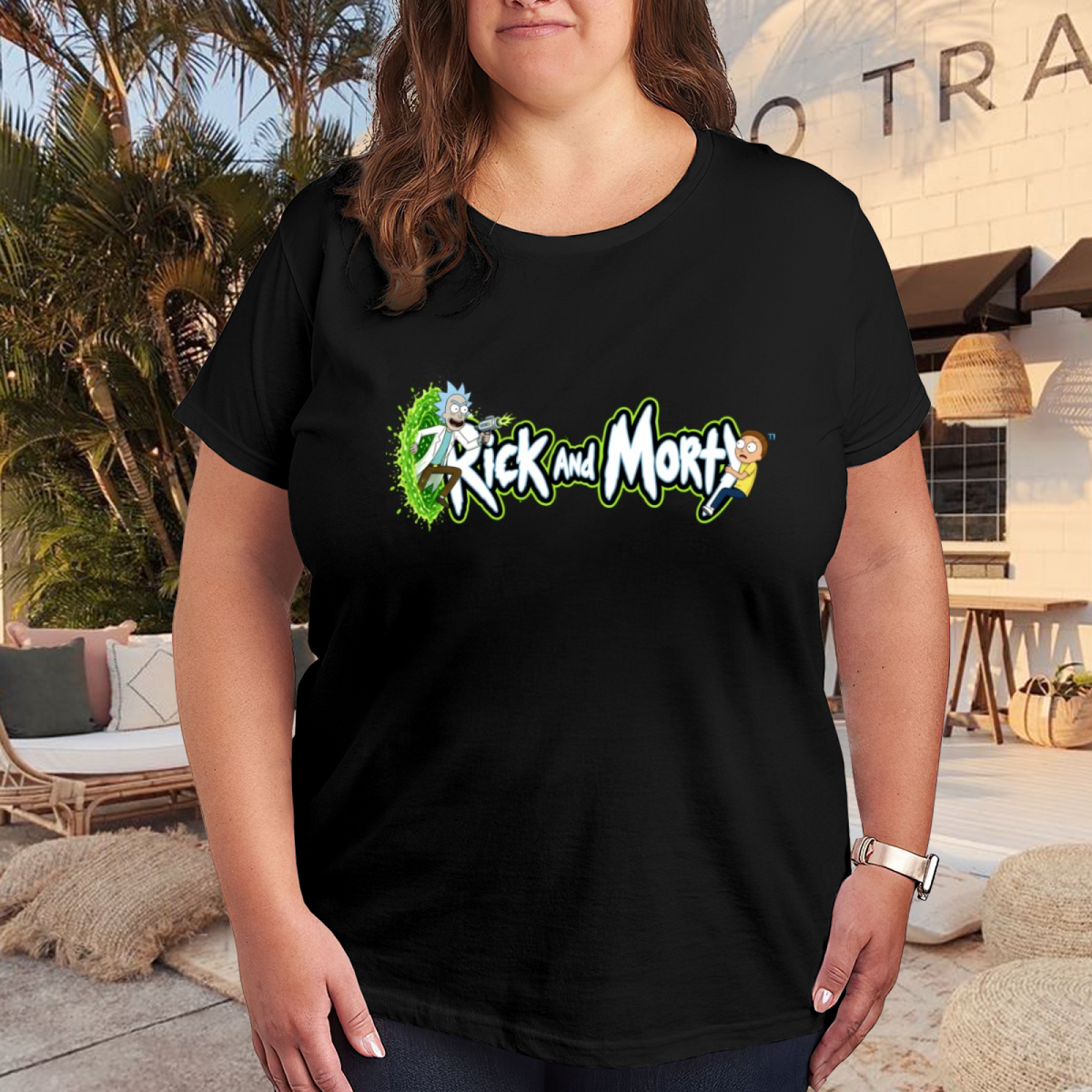 Green Portal Cartoon Art Women's T-Shirt for Summer Days