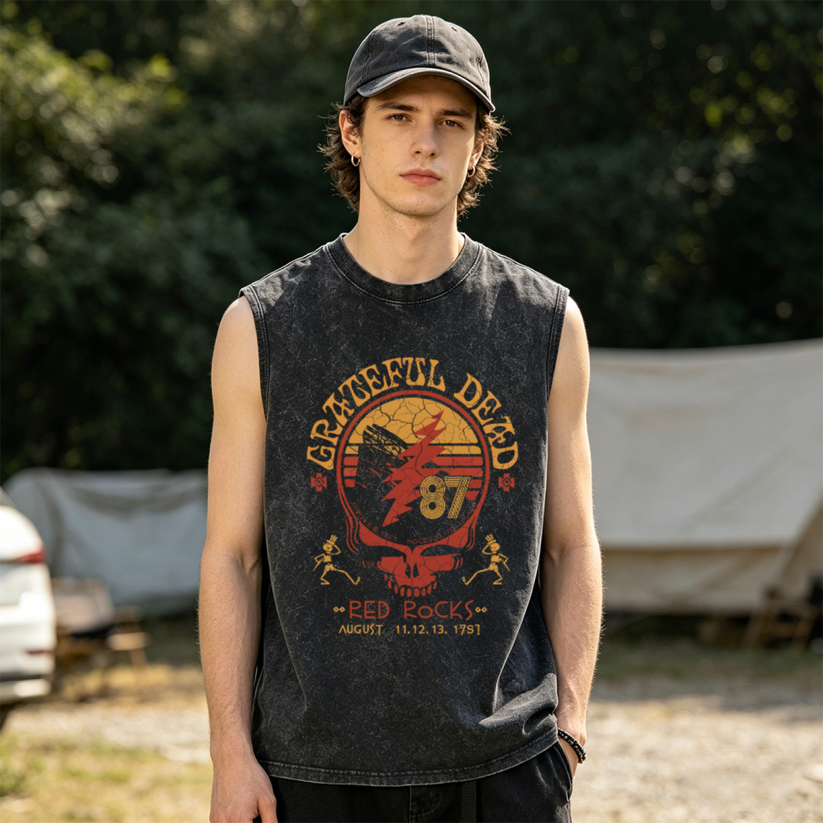 Grateful Dead washed graphic tank top with Red Rocks 1987 graphic