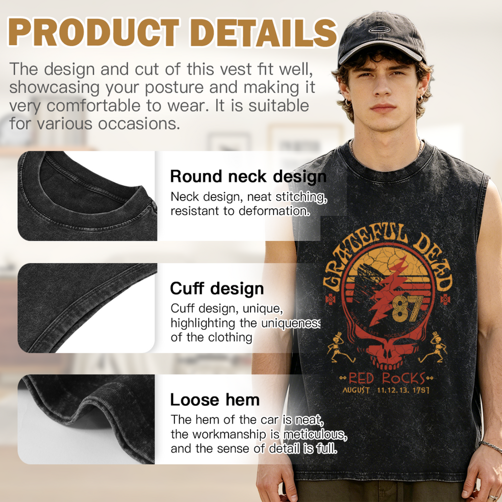 Grateful Dead washed graphic tank top with Red Rocks 1987 graphic