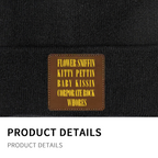 Nirvana Smiley Face Square Patch Knit Beanie product image showing square-patch knit beanie design
