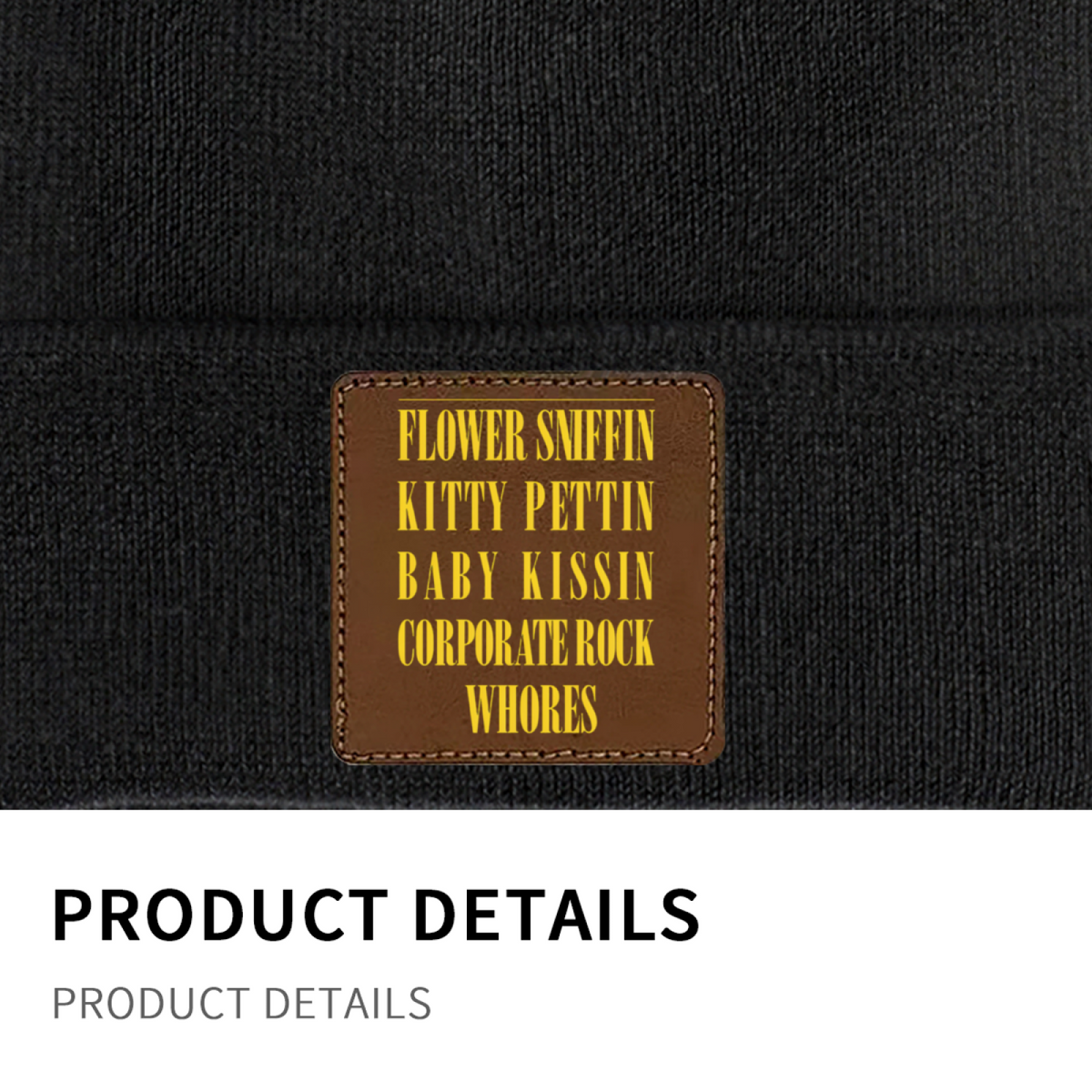 Nirvana Smiley Face Square Patch Knit Beanie product image showing square-patch knit beanie design