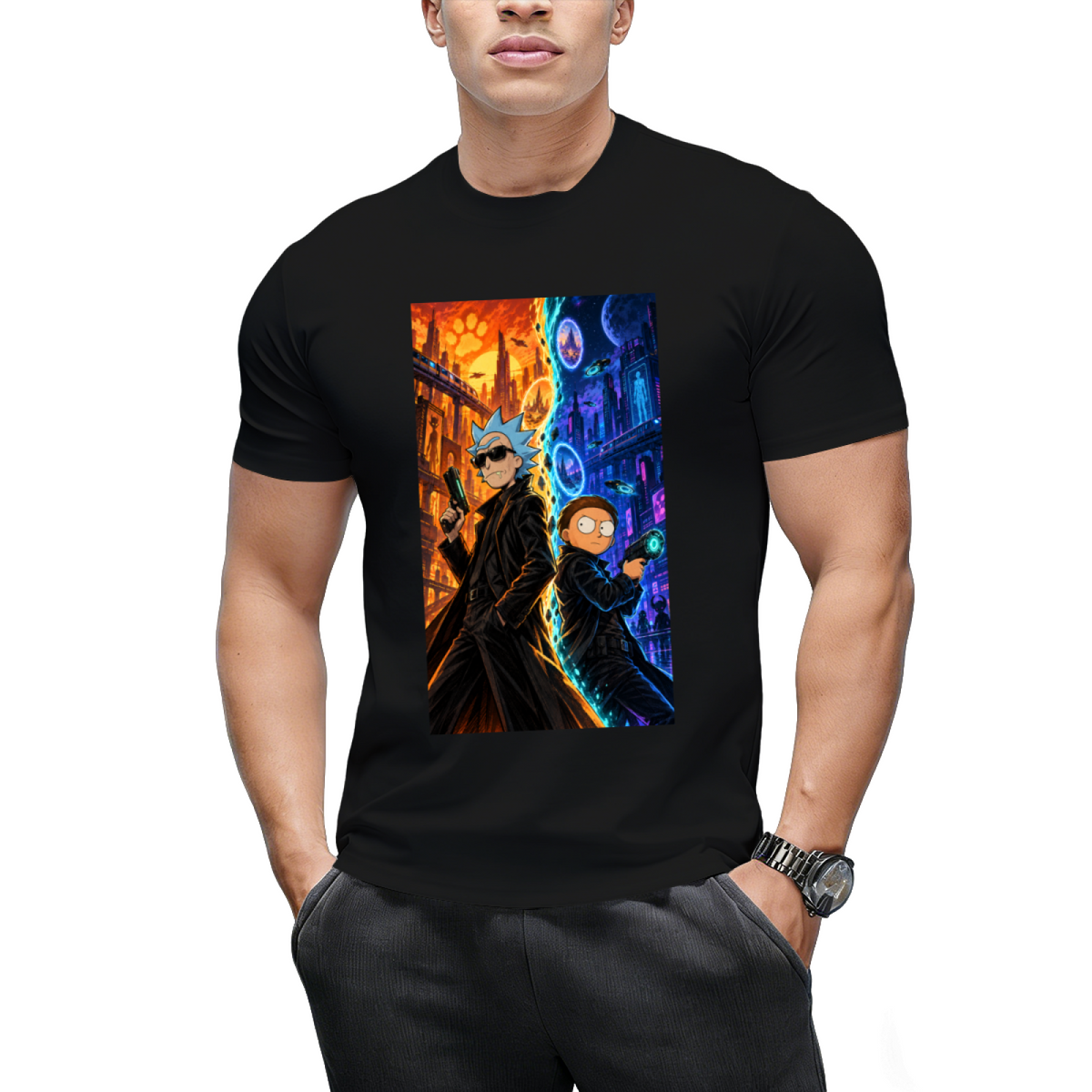 Split City Portal Duo Men's T-Shirt for Evening Wear