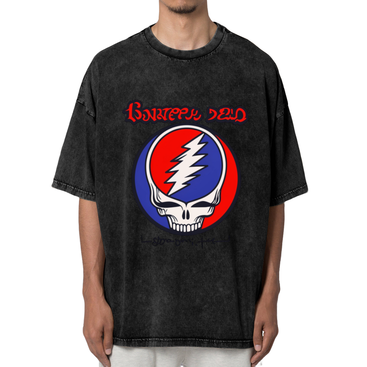 Front view of Grateful Dead Steal Your Face Album washed graphic T-shirt