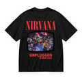 Nirvana MTV Unplugged New York Concert T-Shirt for Men — product design preview of the artwork; a New York MTV Unplugged concert image anchors the design, referencing the intimate live-performance setting rather than a standard band logo