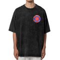 Front view of Grateful Dead Deadcast Rose Left Chest Badge washed graphic T-shirt
