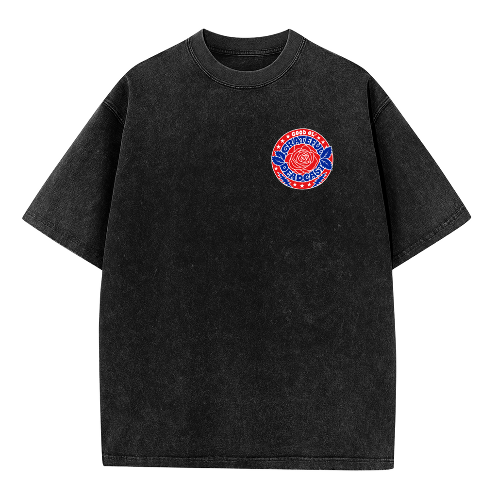 Grateful Dead Deadcast Rose Left Chest Badge washed graphic T-shirt, product image