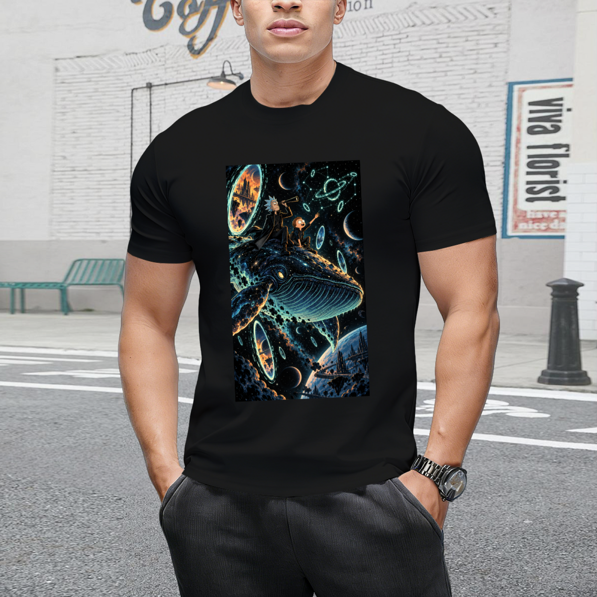 Whale Through the Stars Men's T-Shirt for Summer Travel