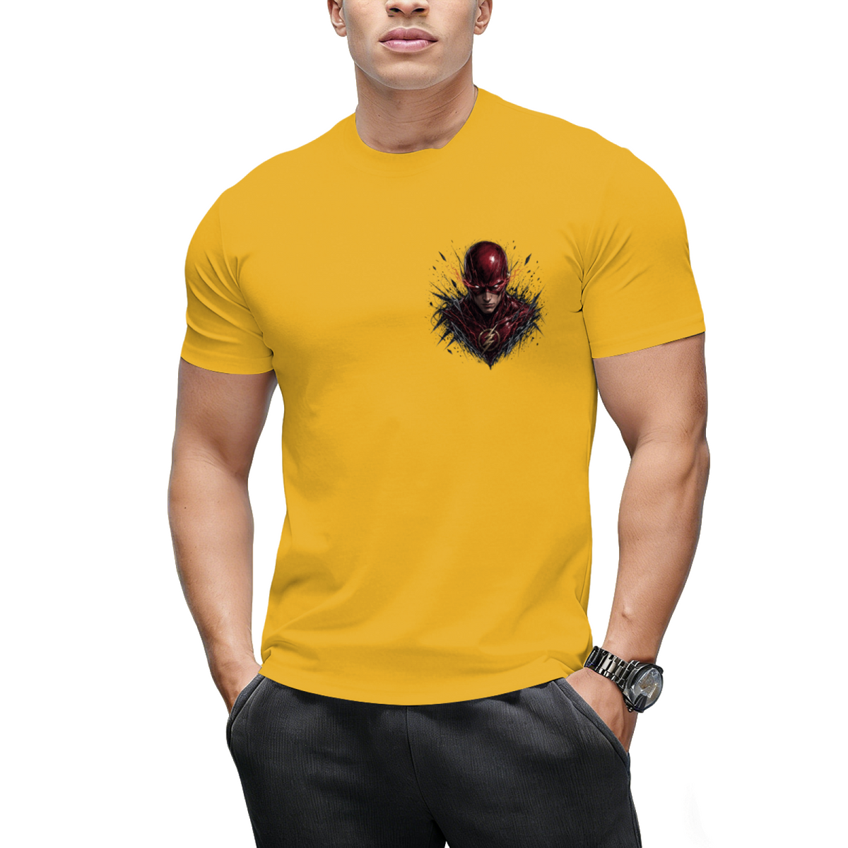 Custom The Flash Chest Tee - Retro Minimalist Graphic