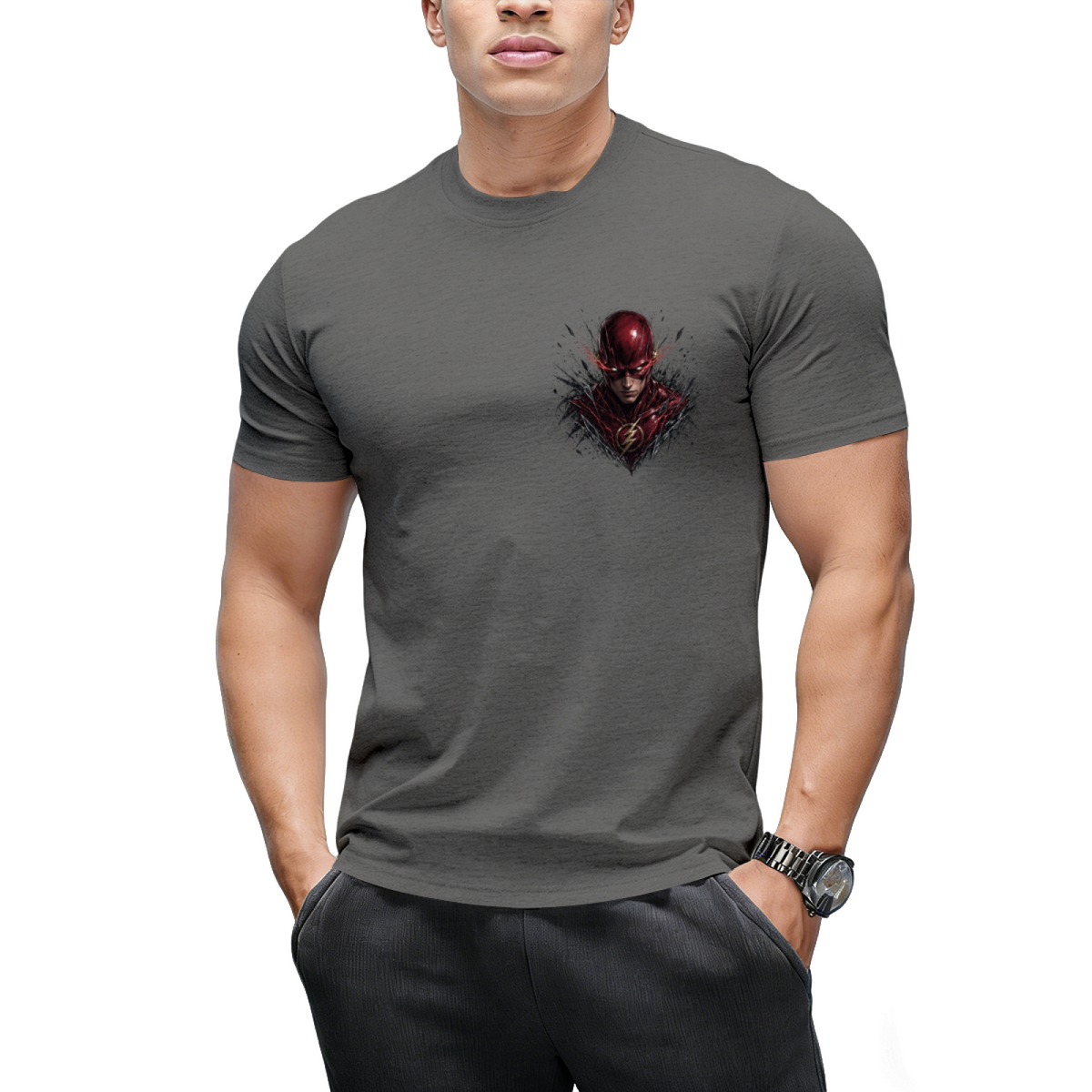 Custom The Flash Chest Tee - Retro Minimalist Graphic