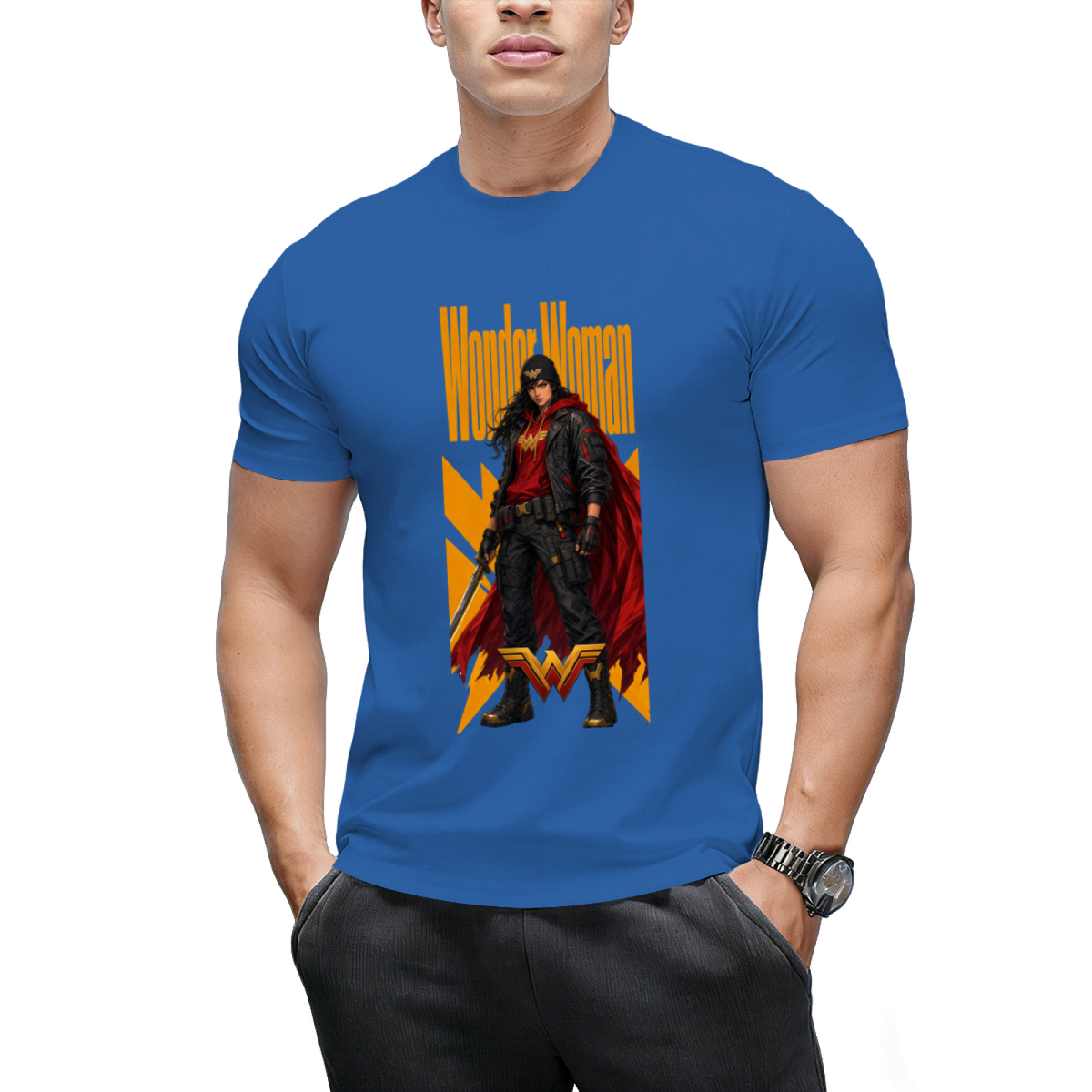Custom Wonder Woman Remix T-Shirt - Cyberpunk Hero Art