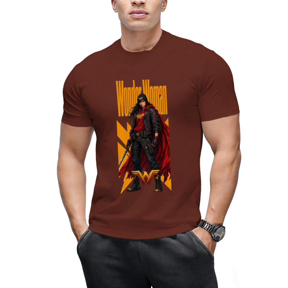 Custom Wonder Woman Remix T-Shirt - Cyberpunk Hero Art