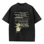 Nirvana Seahorse Text Washed Graphic Tee in Black, product image showing a seahorse-related Reproduction typography graphic.