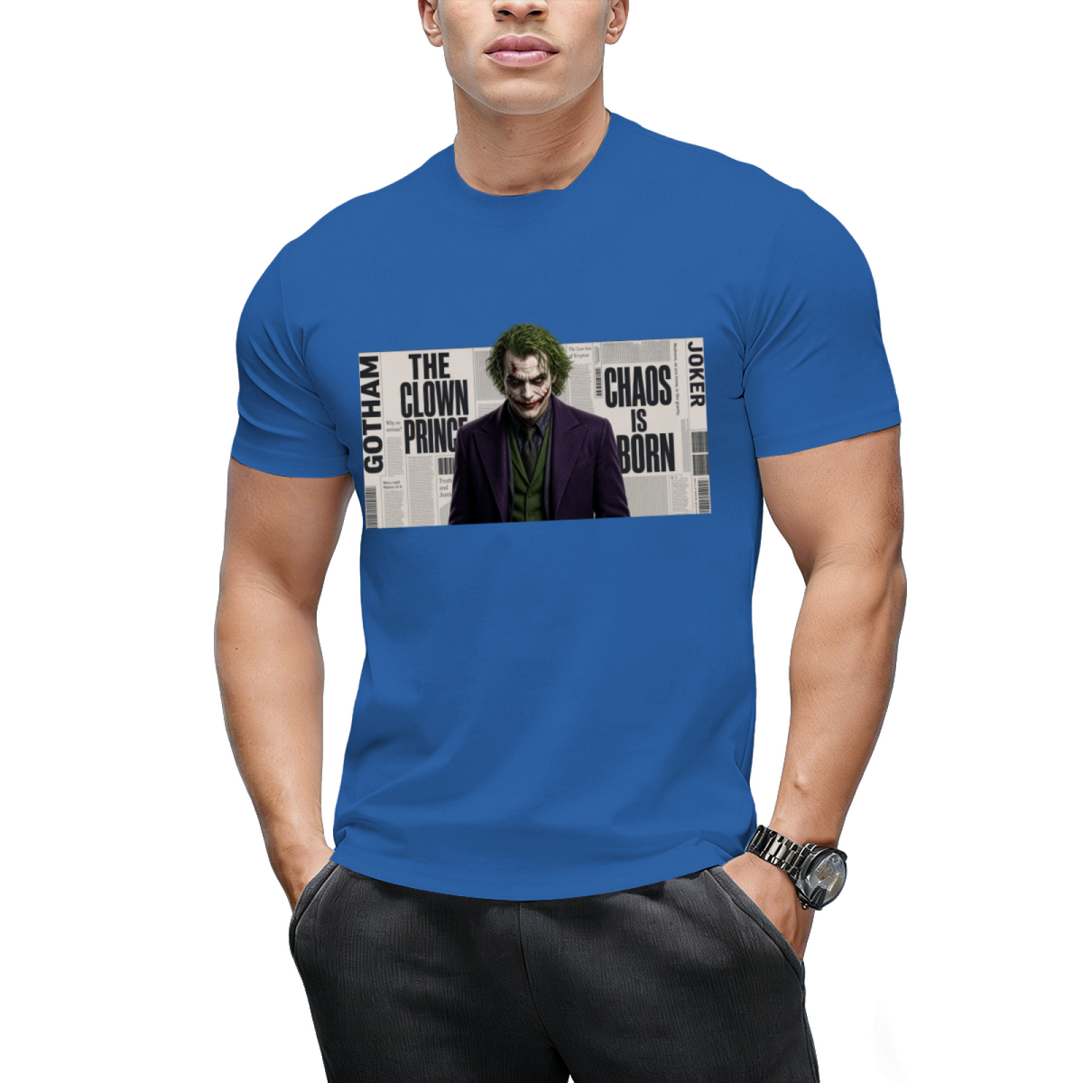 Clown Newsprint Collage Men's T-Shirt for Halloween