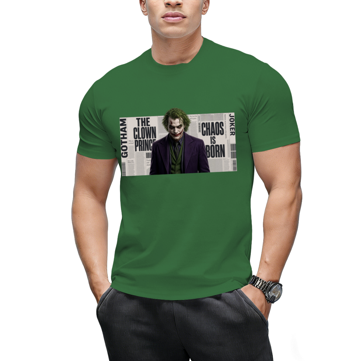 Clown Newsprint Collage Men's T-Shirt for Halloween