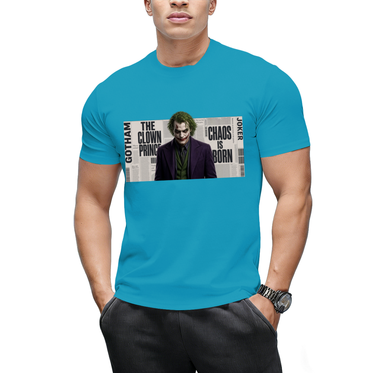 Clown Newsprint Collage Men's T-Shirt for Halloween
