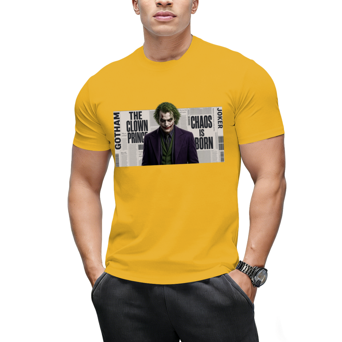 Clown Newsprint Collage Men's T-Shirt for Halloween