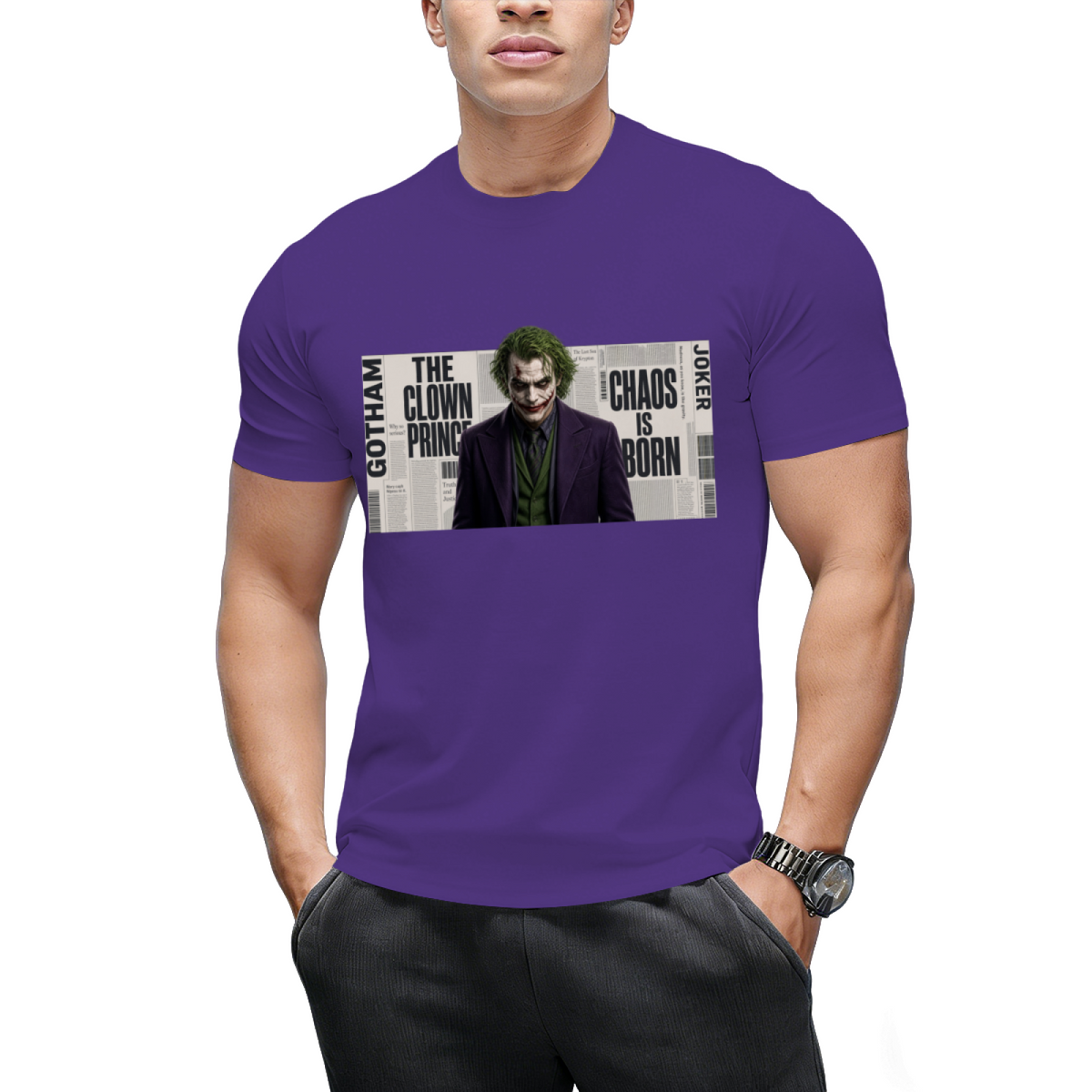 Clown Newsprint Collage Men's T-Shirt for Halloween