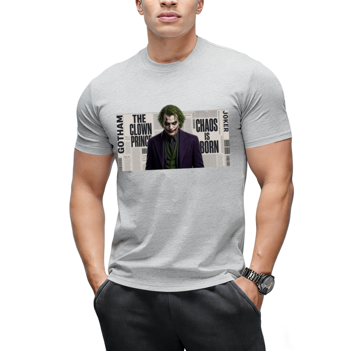 Clown Newsprint Collage Men's T-Shirt for Halloween