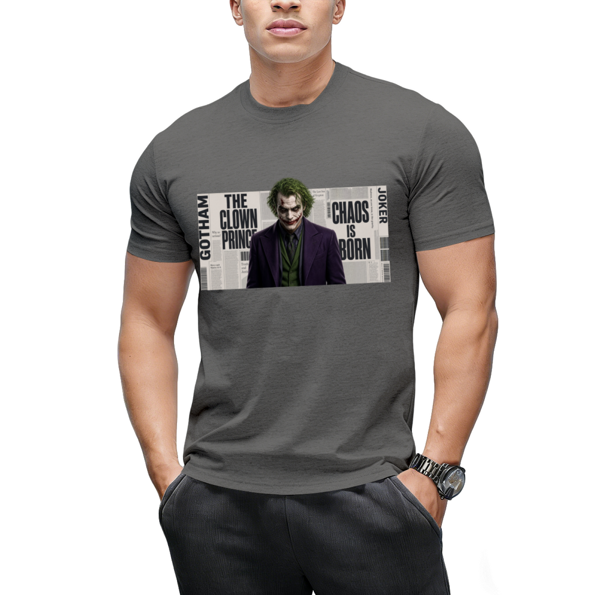 Clown Newsprint Collage Men's T-Shirt for Halloween