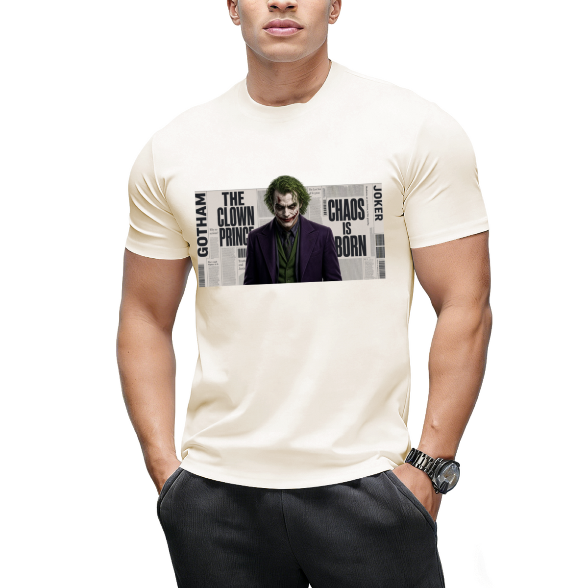 Clown Newsprint Collage Men's T-Shirt for Halloween