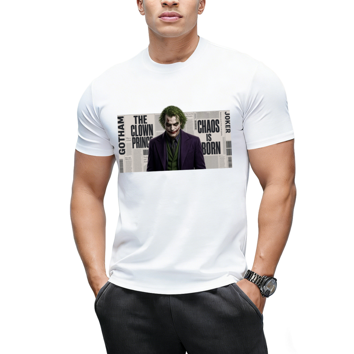 Clown Newsprint Collage Men's T-Shirt for Halloween