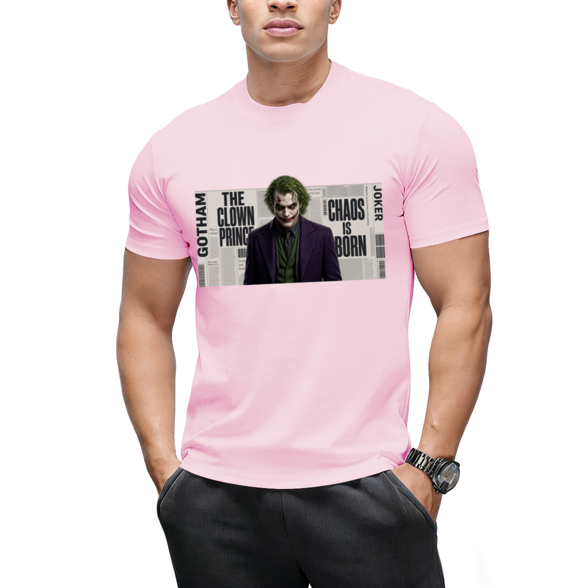 Clown Newsprint Collage Men's T-Shirt for Halloween