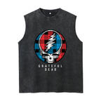 Grateful Dead washed graphic tank top with Plaid Steal Your Face graphic