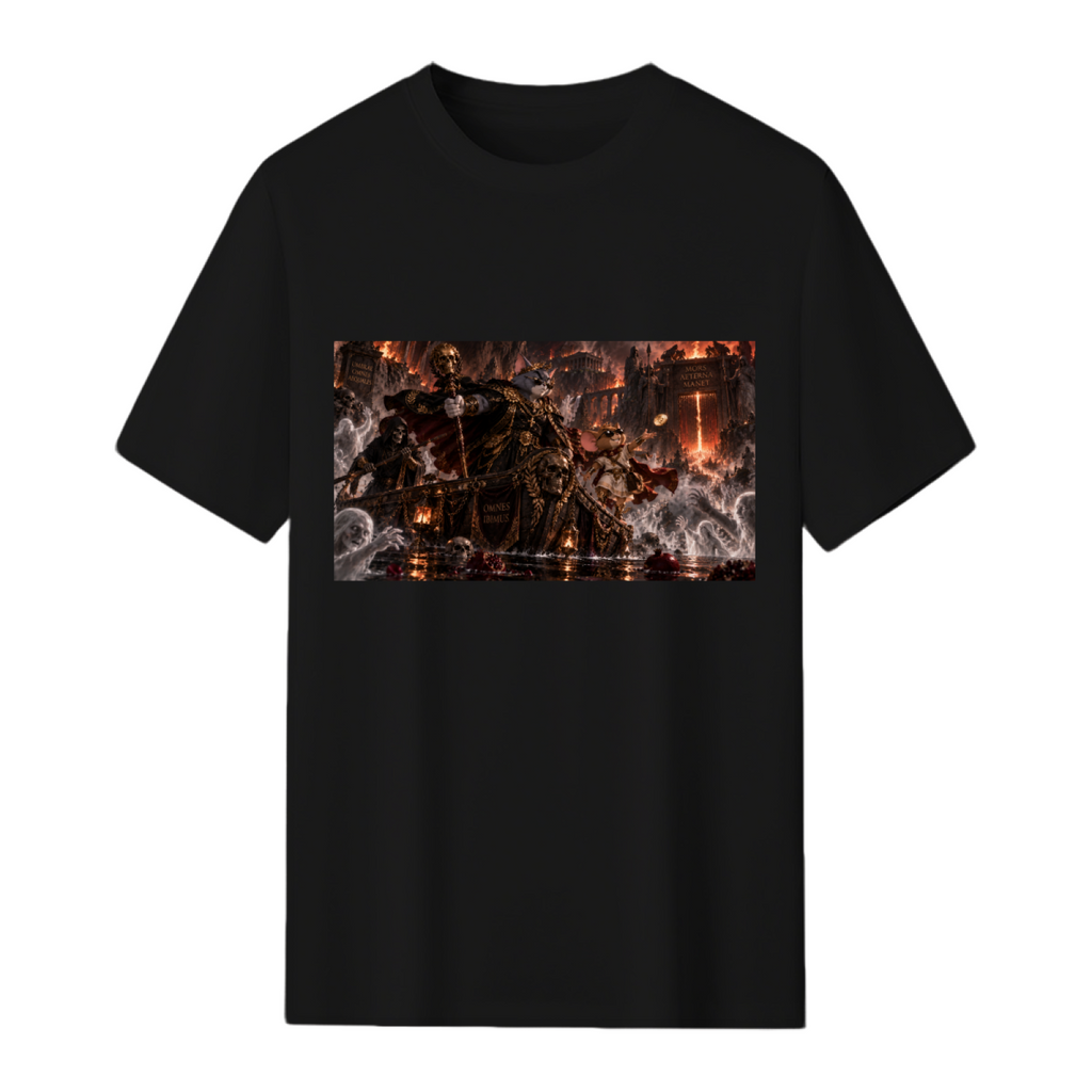 Men's T-shirt with dynamic Cat & Mouse Dash graphic, front product view