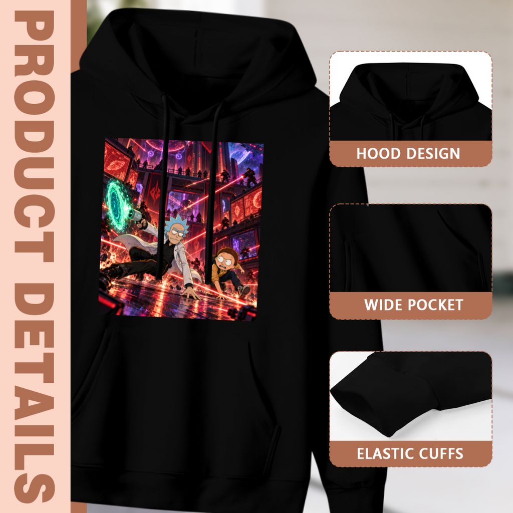 Garment and inset detail views for the women's City on the Run hoodie, highlighting the hood, pocket opening and cuffs