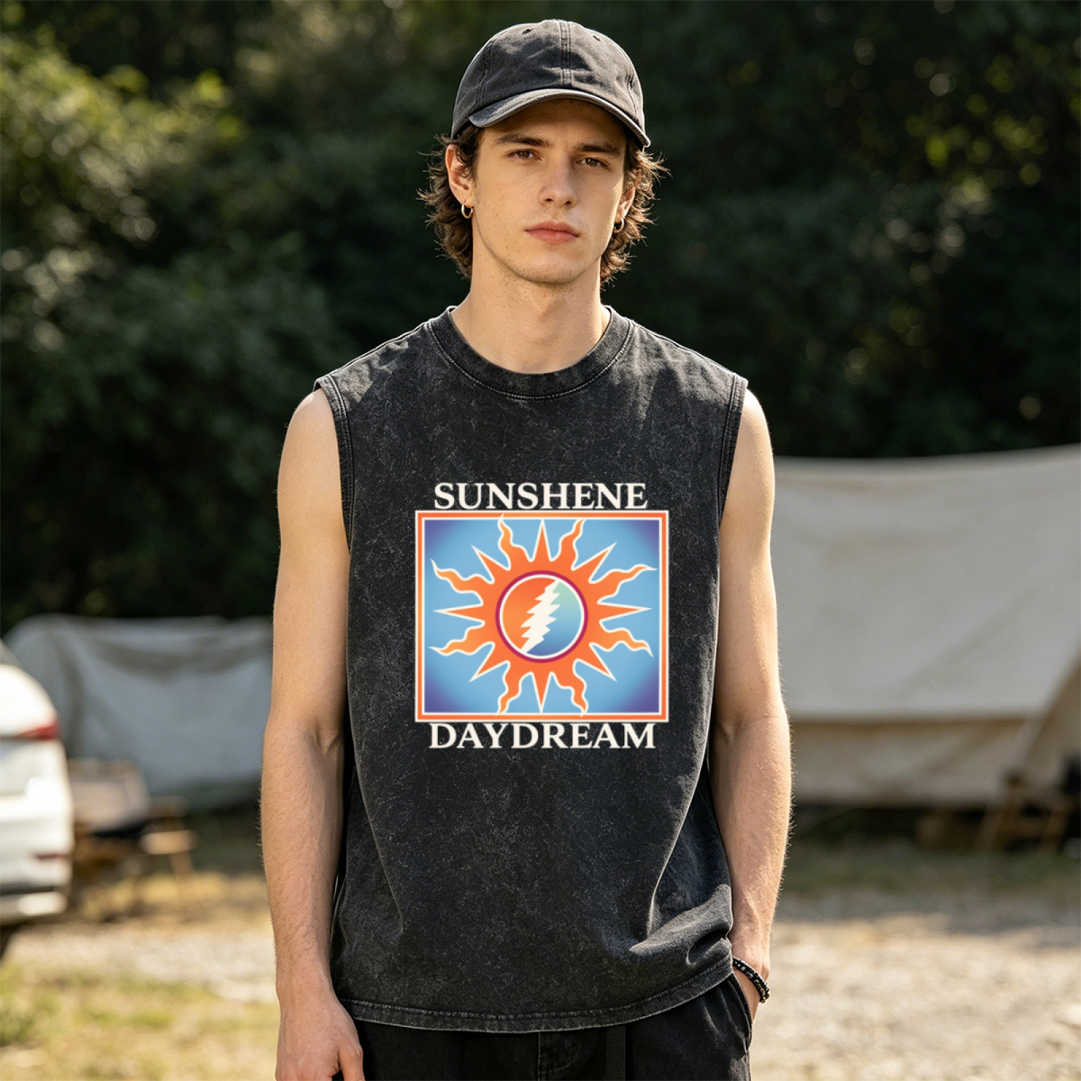 Grateful Dead washed graphic tank top with Sunshine Daydream graphic