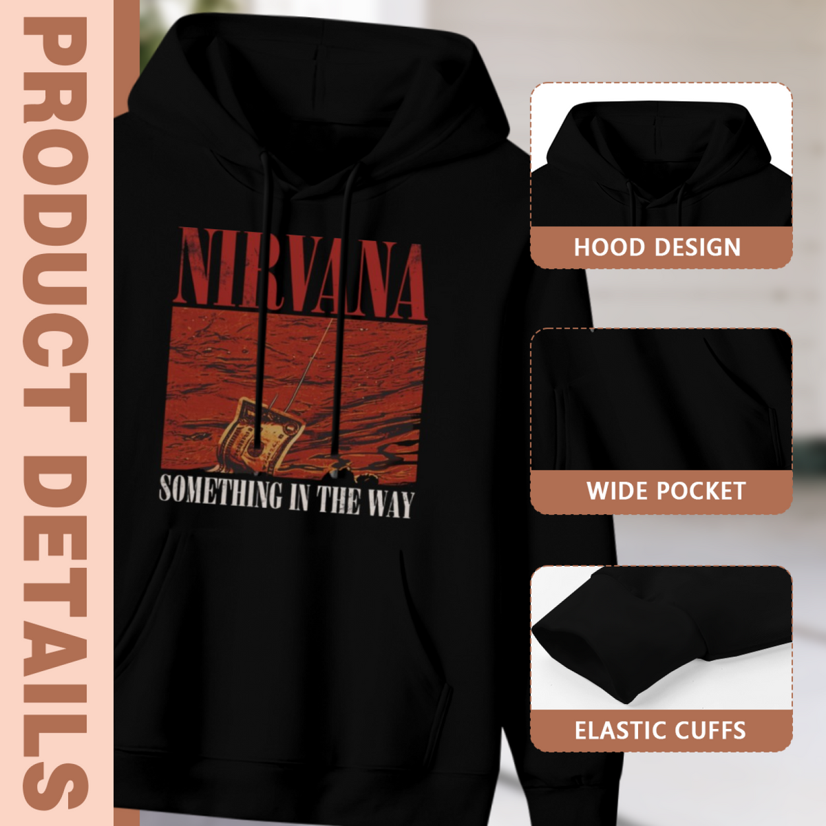 Nirvana Something in the Way Red Radio Hoodie, apparel product image